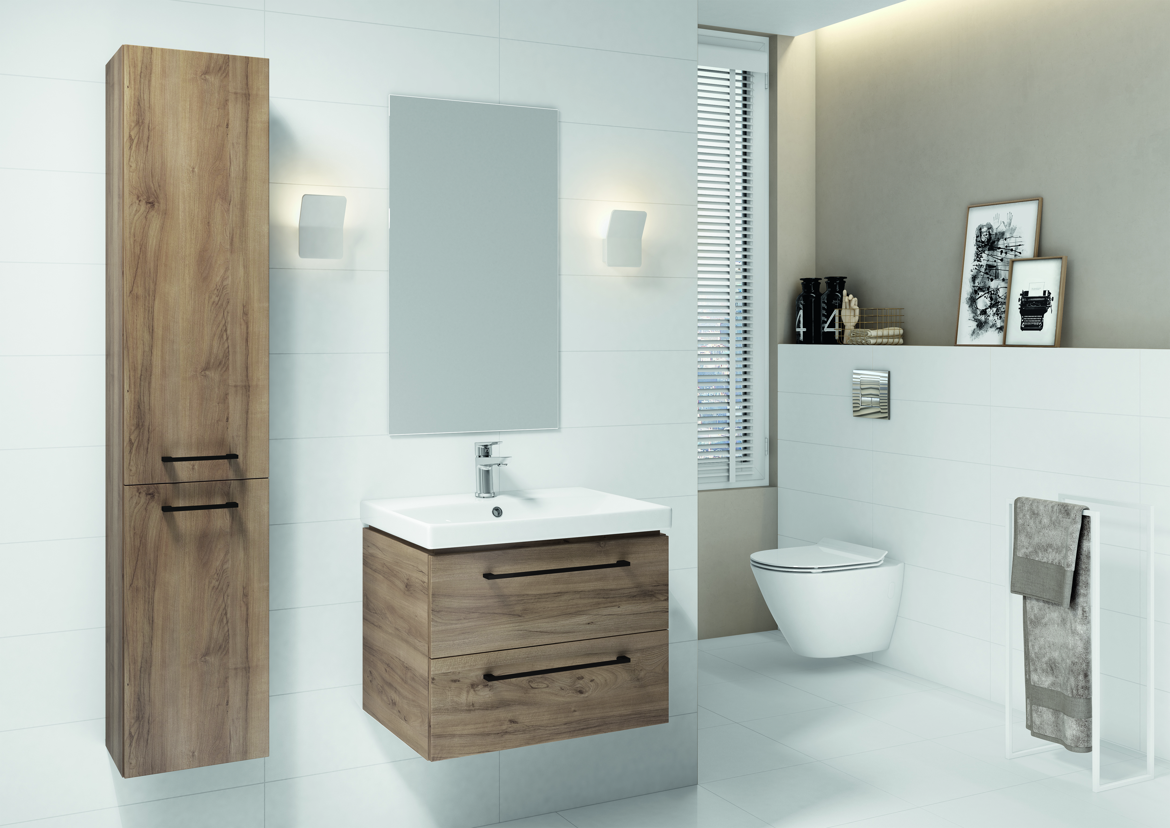 Cersanit Gala szafka 30x25x150 cm boczna wisząca orzech S926-082-DSM - Wysyłka w 24h