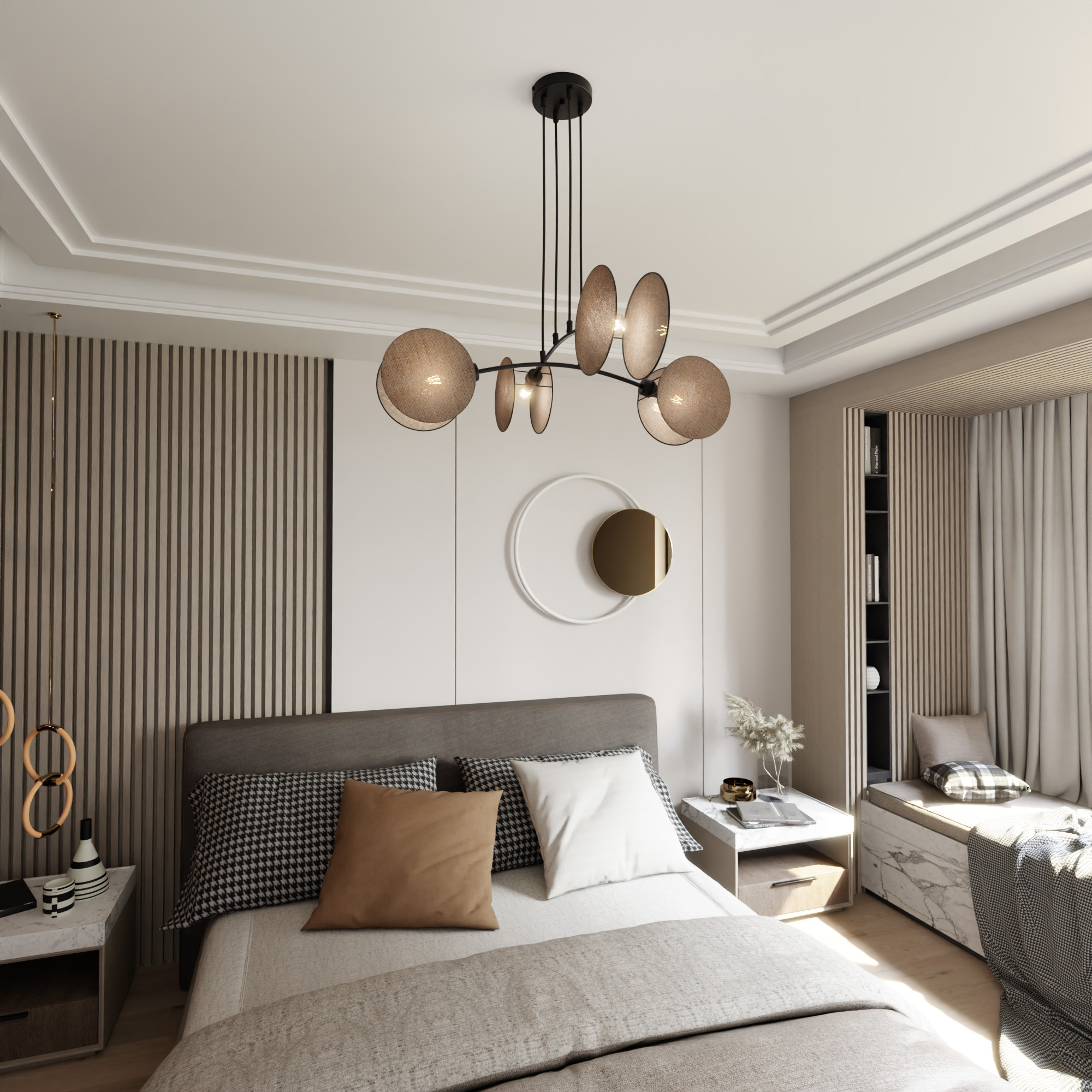 Emibig Motif lampa wisząca 4x10 W czarna-piaskowa 1328/4