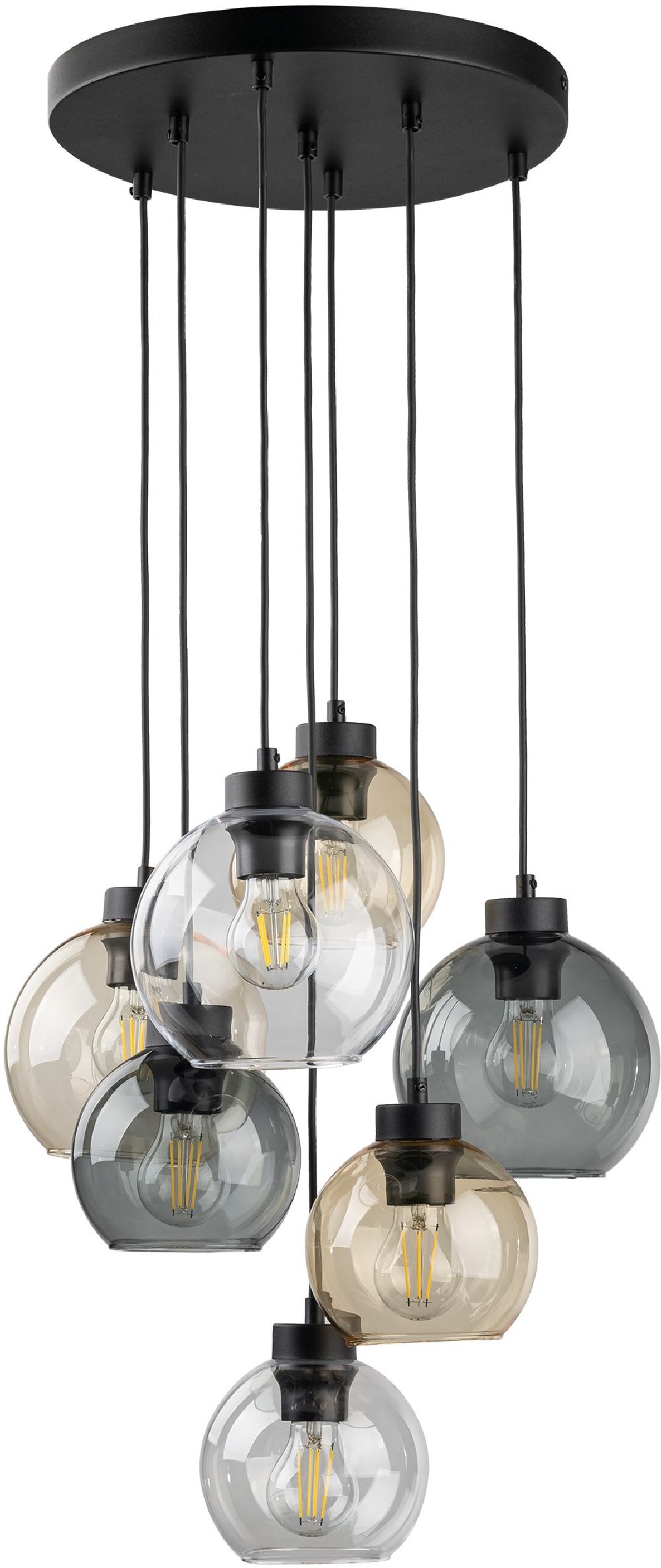 TK Lighting Cubus lampa wisząca 7x15 W bursztynowa 10246