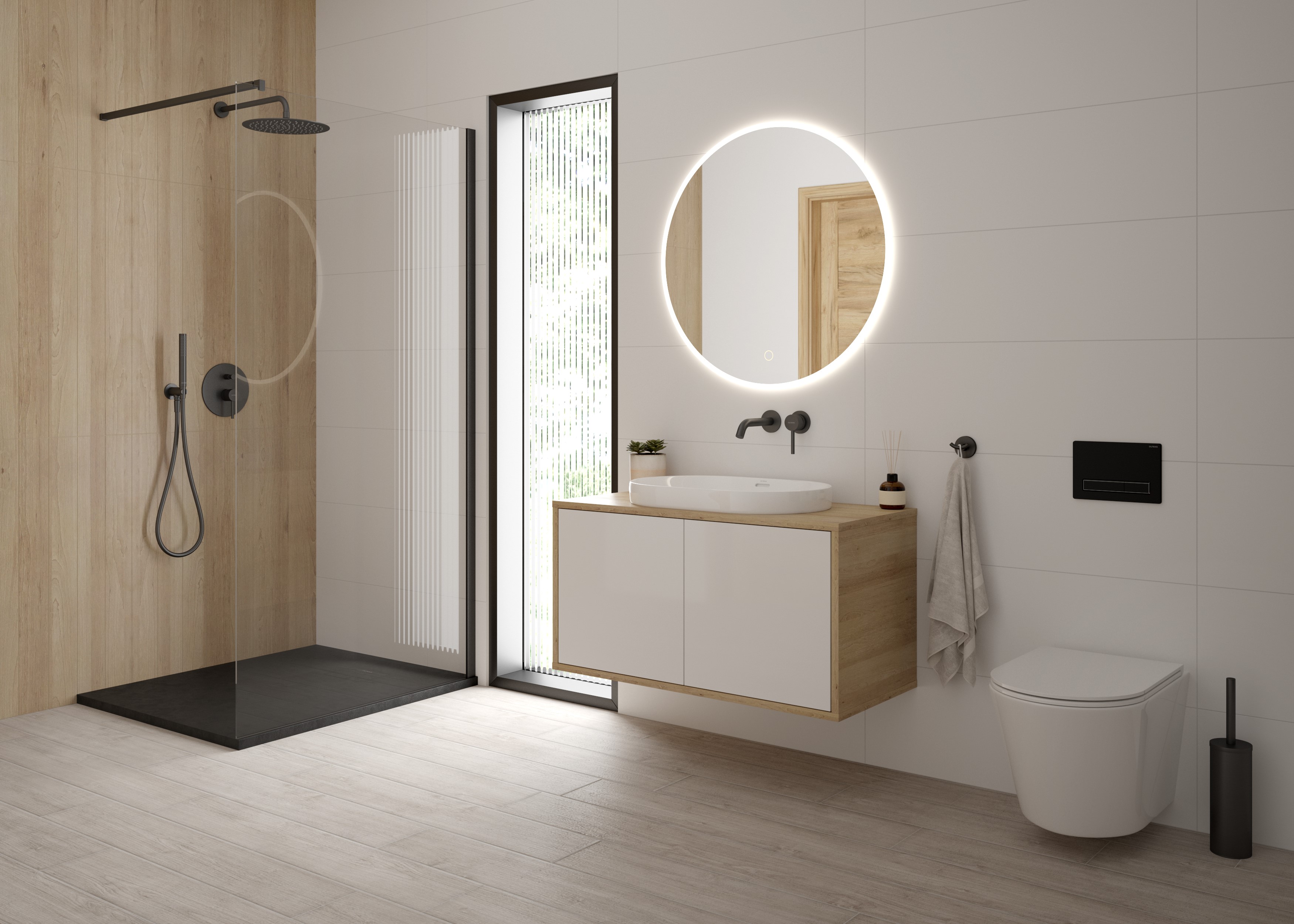 Oltens Bo ścianka prysznicowa 90 cm czarny mat/szkło przezroczyste 22001300 - Wysyłka w 24h