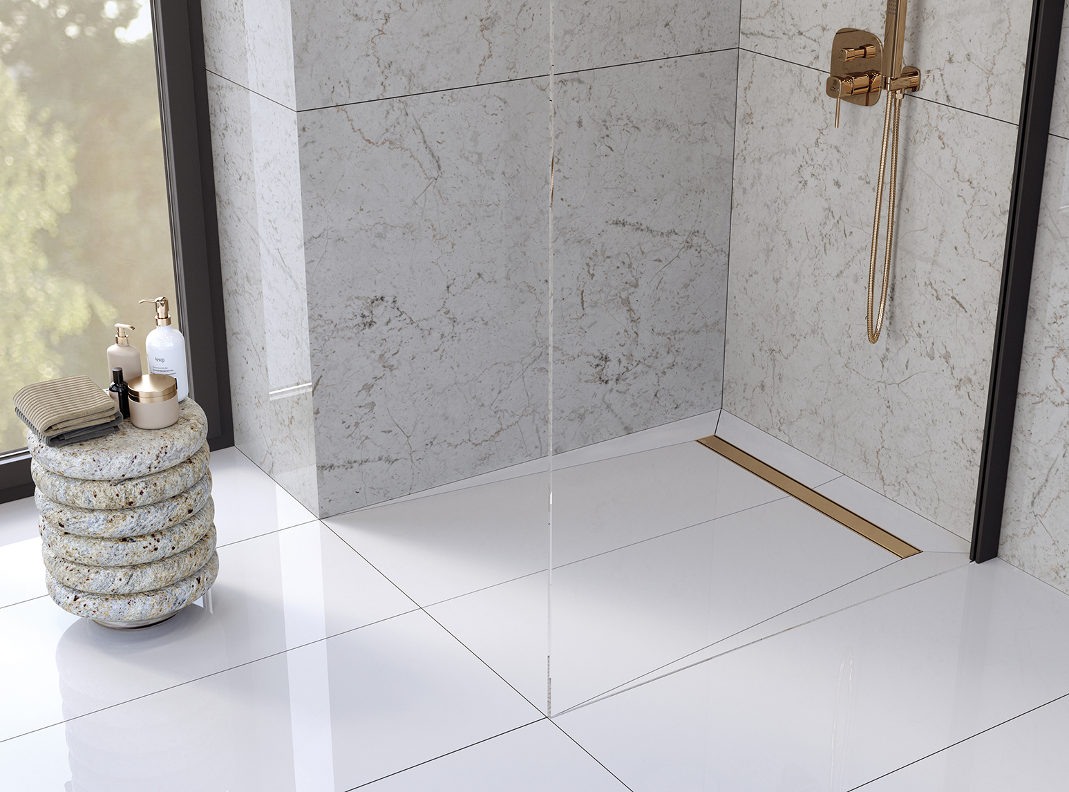 Laveo Basso odpływ liniowy 60 cm ruszt odwracalny różowe złoto COB860D