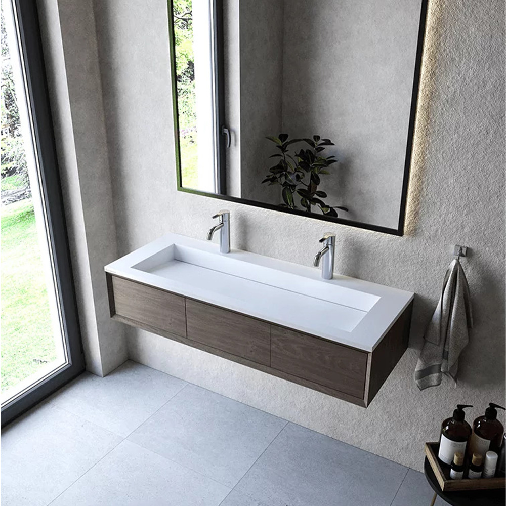 Cristalstone Linea Ideal umywalka 120x45 cm prostokątna wpuszczana biała U1200-MOLC/CR