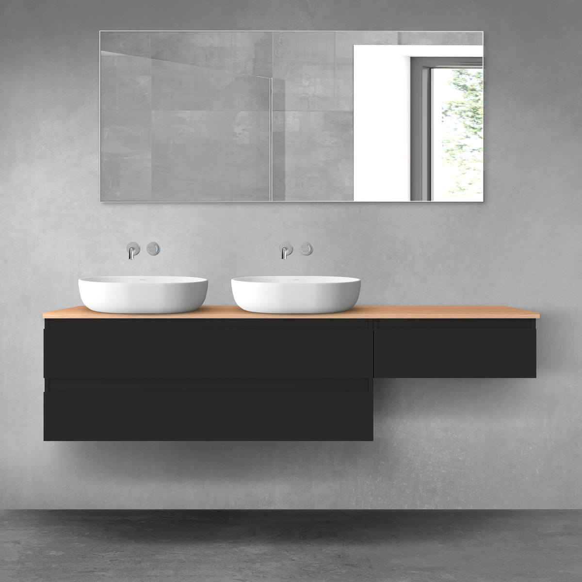 Oltens Vernal zestaw mebli łazienkowych 180 cm z blatem czarny mat/dąb 68600300 - Wysyłka w 24h