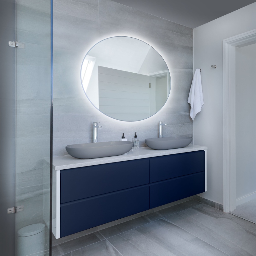 Smartwoods Bright lustro 100 cm okrągłe z oświetleniem LED srebrne barwa zimna