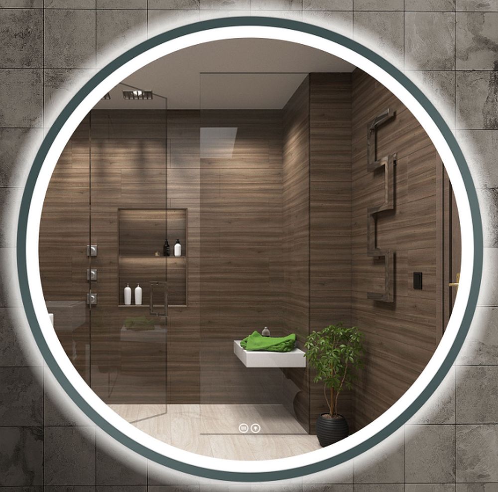 Venti Orion Graphite lustro 80 cm okrągłe z oświetleniem z matą grzewczą grafit