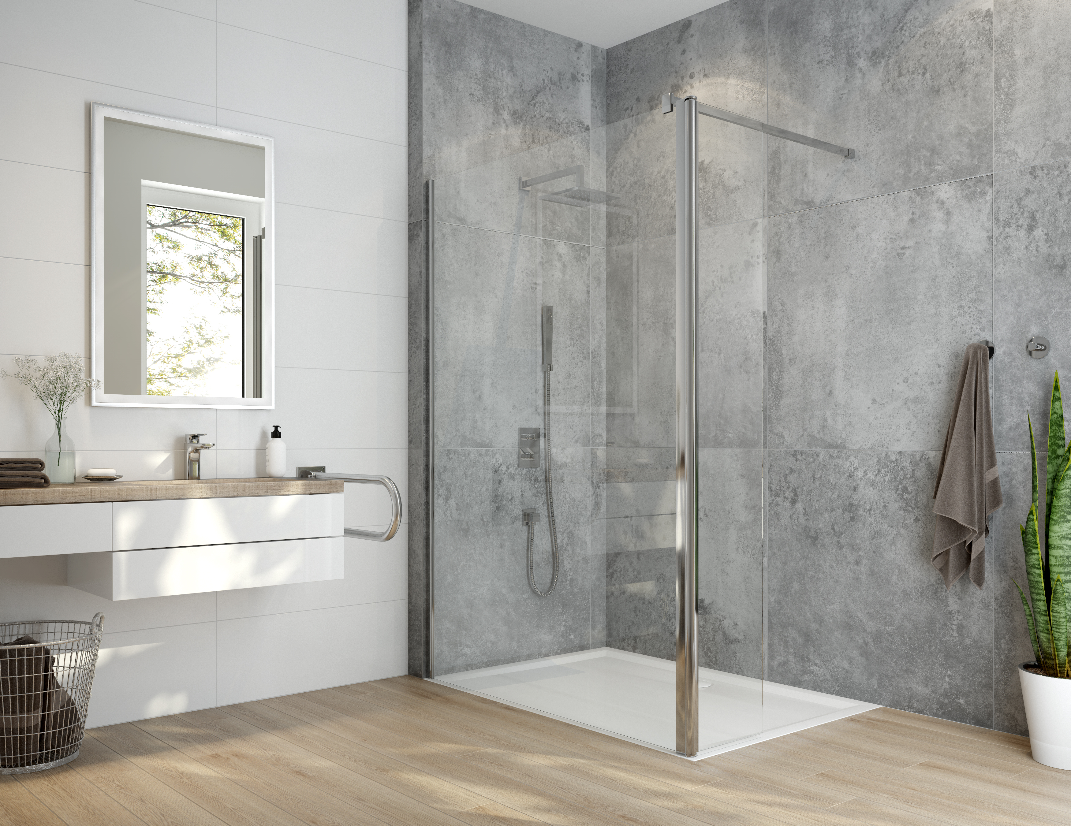 Sanplast Exa Line kabina prysznicowa walk-in 120x33,5 cm srebrny połysk/szkło przezroczyste 600-540-1000-38-401