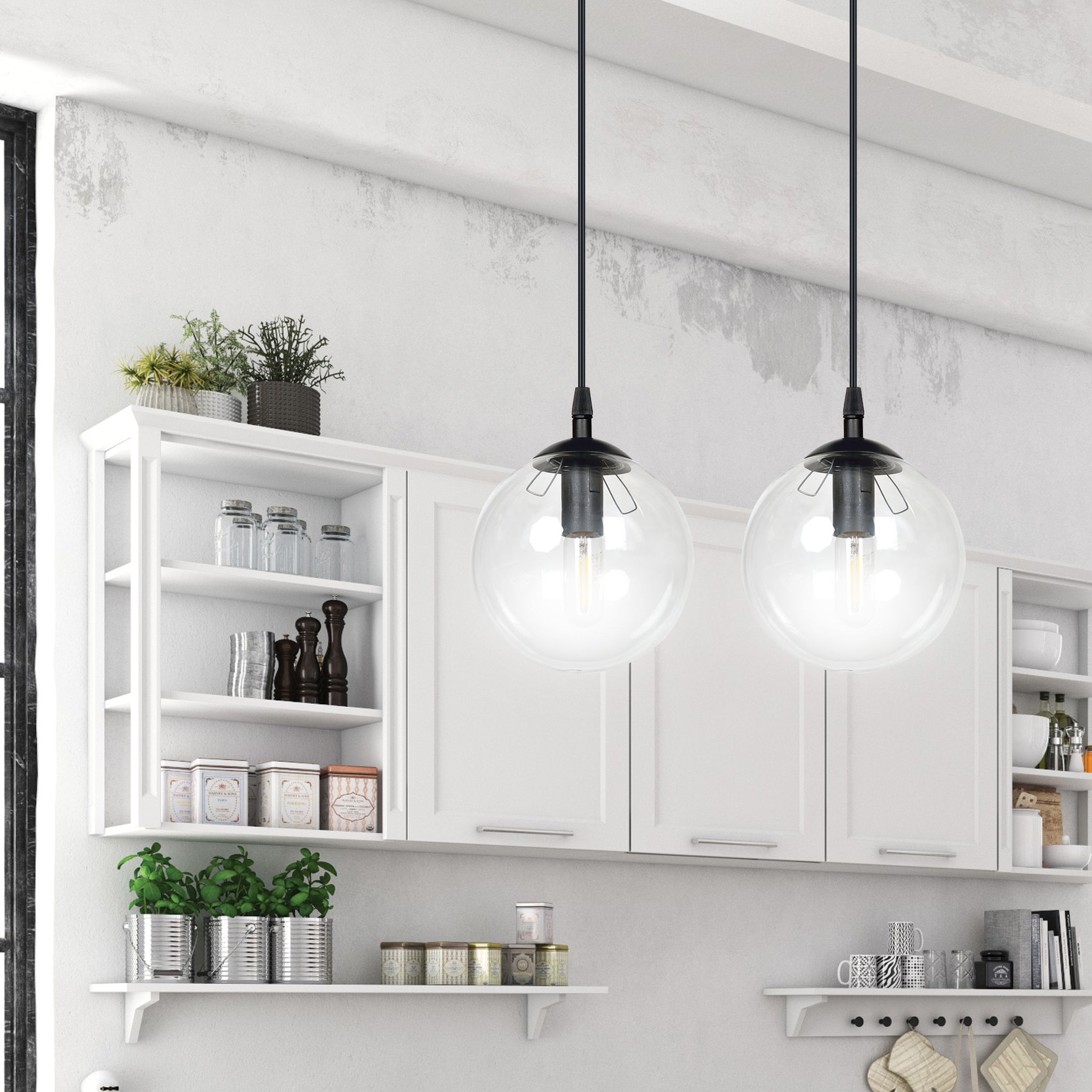 Emibig Cosmo lampa wisząca 2x10 W czarna-przezroczysta 711/2