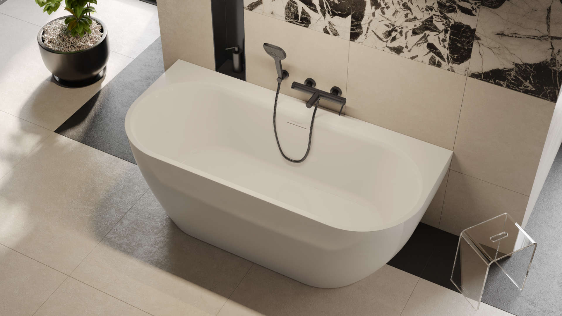 Excellent Oceana 2.0 wanna przyścienna 165x75 cm owalna biały połysk WAEX.OCE2.165WP.WH