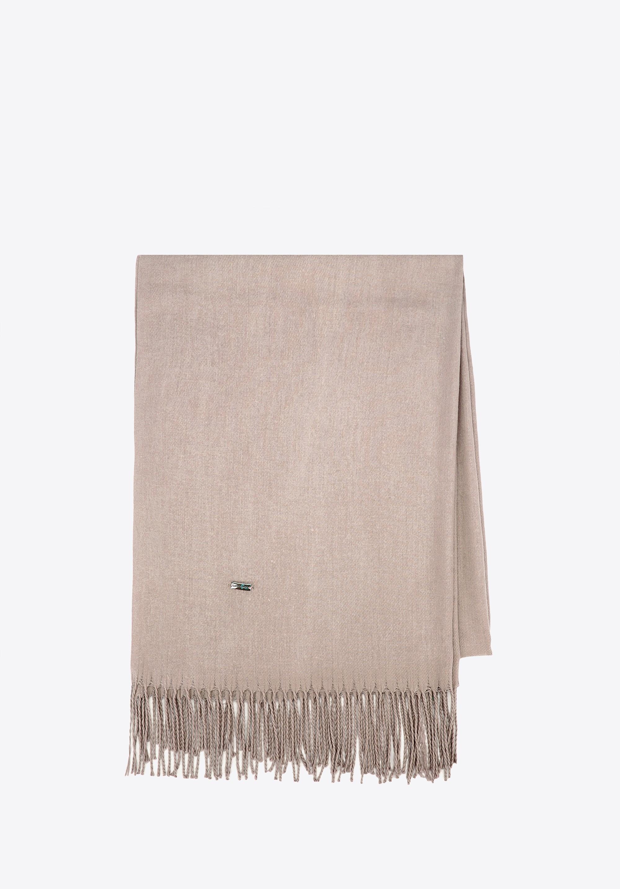 Szalik damski z frędzlami jednolity beżowy