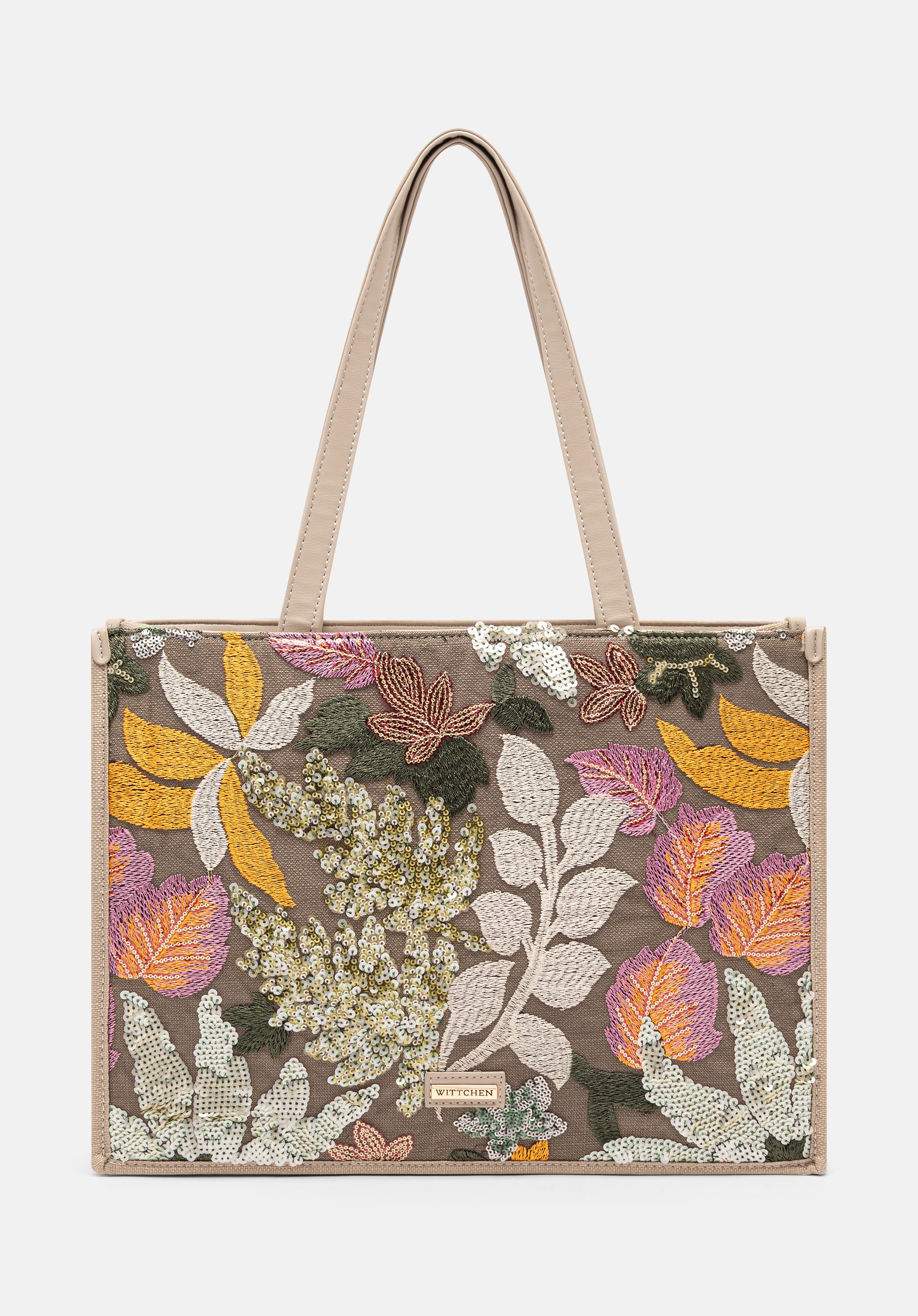 Damska torebka shopperka z cekinami zielono - różowa