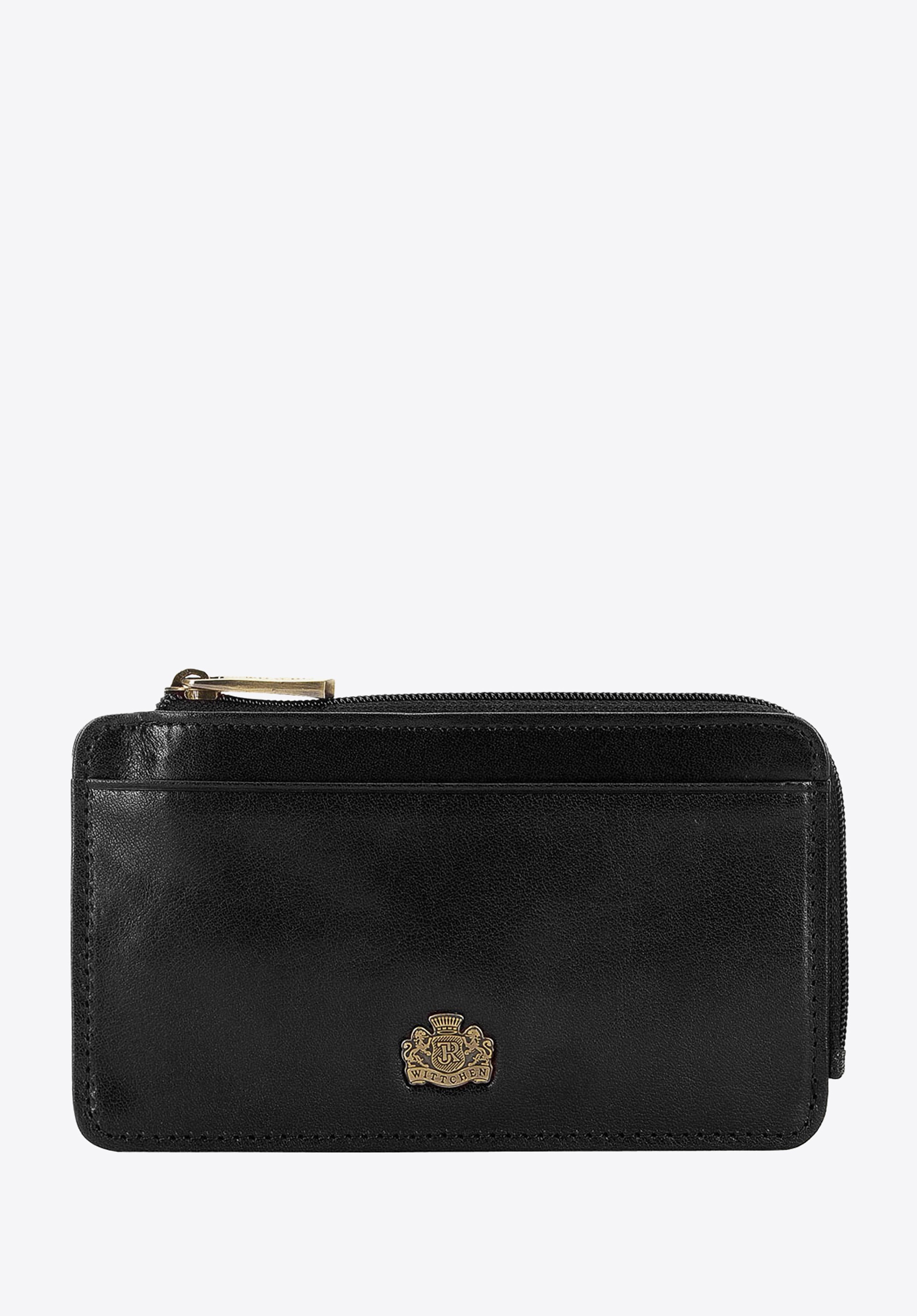 Etui na karty skórzane z herebm z zapięciem czarne