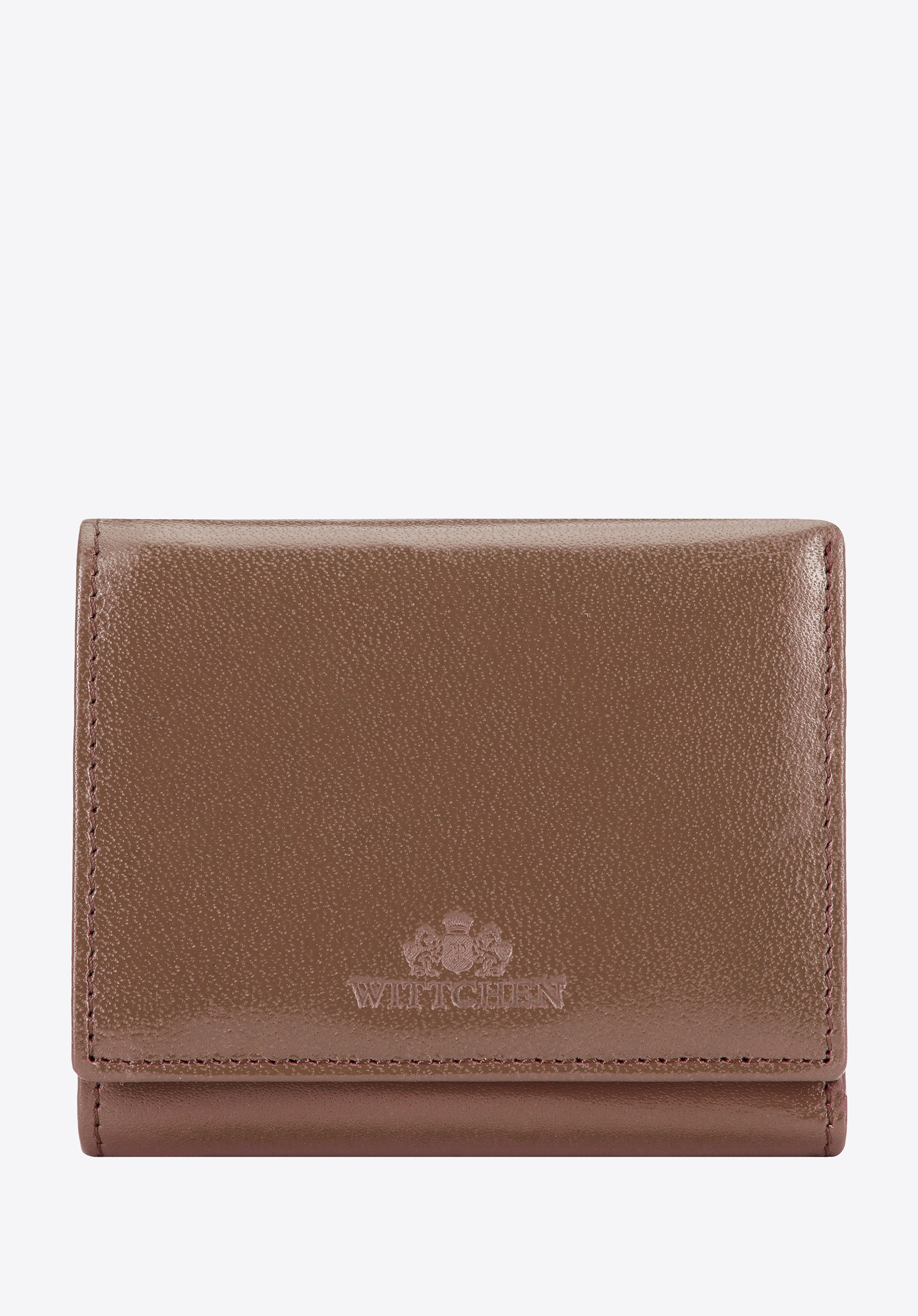 Damski portfel z gładkiej skóry dwustronny taupe