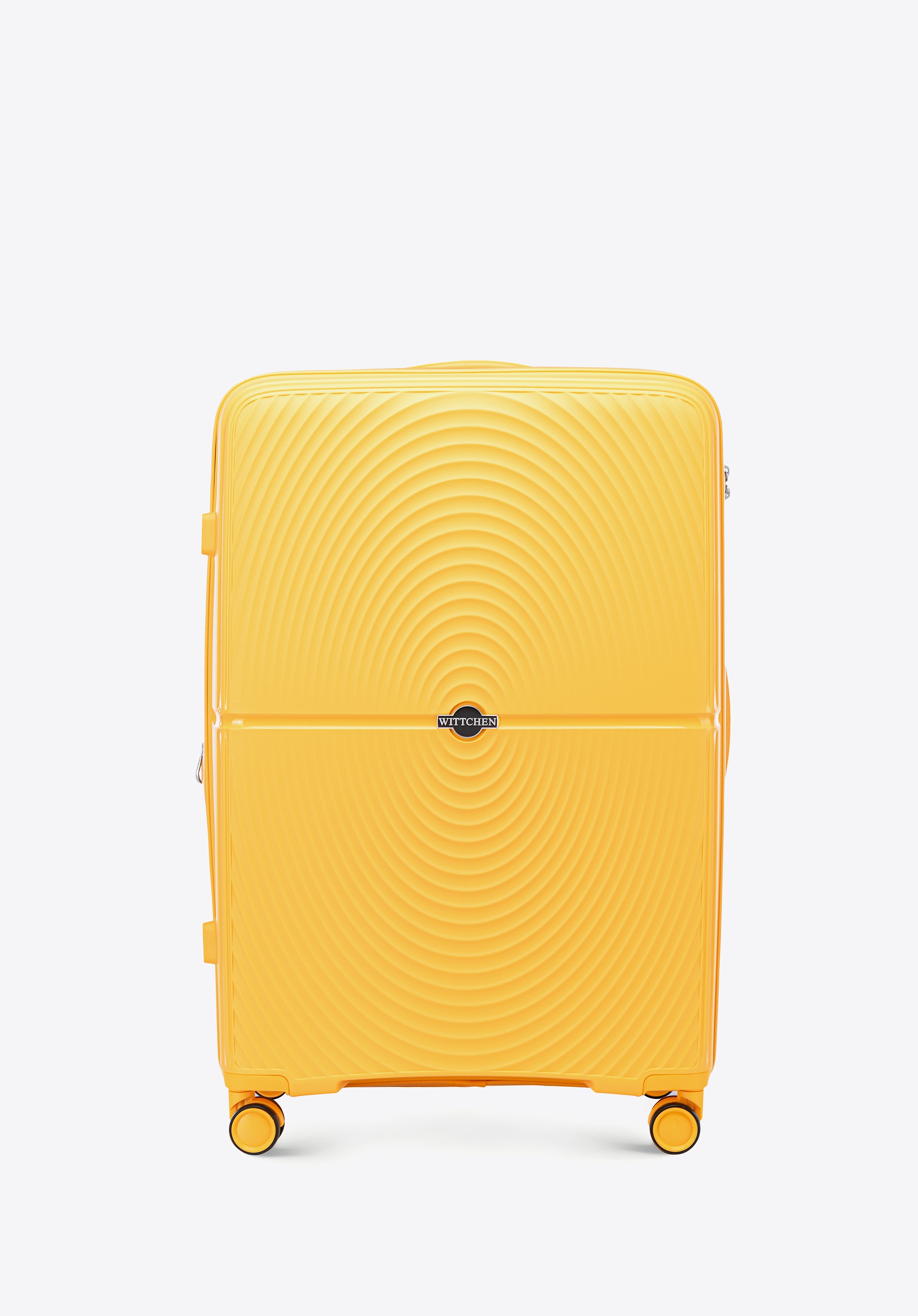 Duża walizka z polipropylenu w okręgi żółta