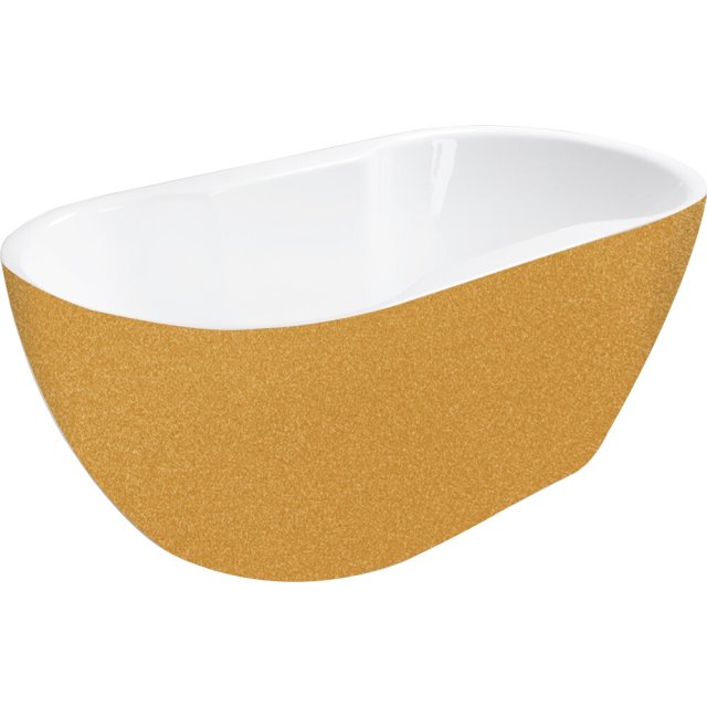 BESCO Wanna wolnostojąca NAVIA GLAM ZŁOTA 140x75 cm syfon z przelewem