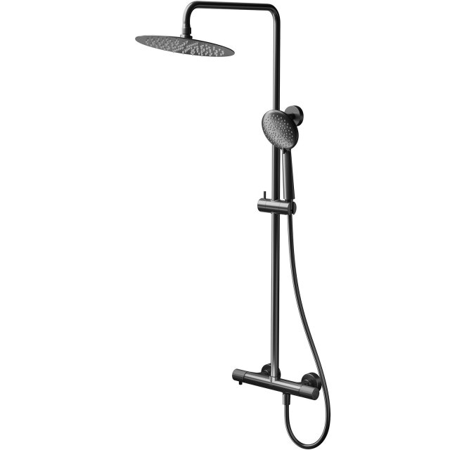 CERSANIT Zestaw prysznicowy ZEN z baterią termostatyczną, gun metal S