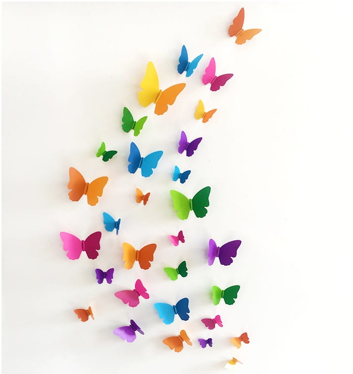 Zestaw 30 motylków na ścianę 3D