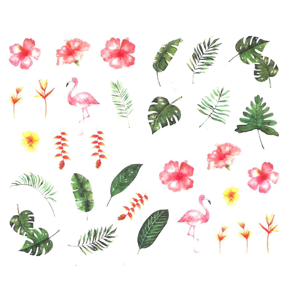 Naklejki wodne do paznokci rośliny flamingi STZ-831