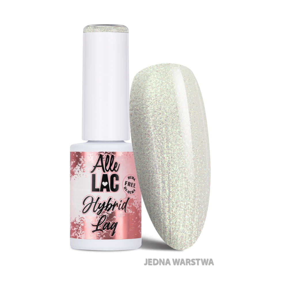 Lakier hybrydowy LED/UV Gel Polish Whites Crystal Glitter AlleLac HEMA/Di-HEMA Free 6g