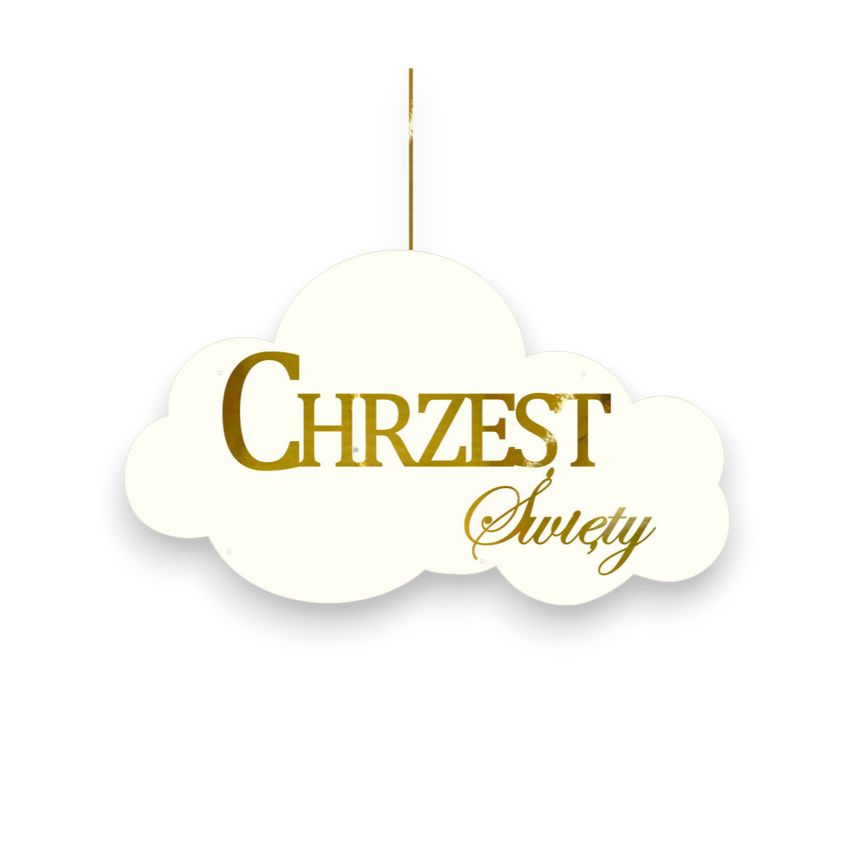 Baner na Chrzest Święty chmurka dekoracja ścianka Tablica złote lustro