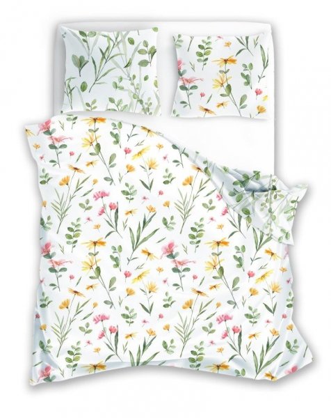 Pościel satynowa MILAGRO 220x200 + 2x70x80 wz. Verde 002