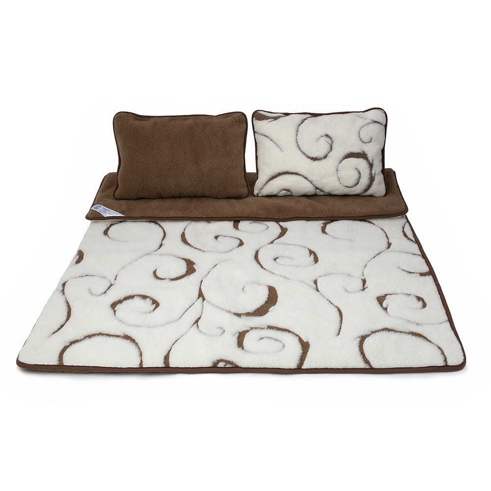 Pościel wełniana camel ciemny/kaszmir liguria (kołdra 200x220, 2x poduszka 50x60)(+-5cm)