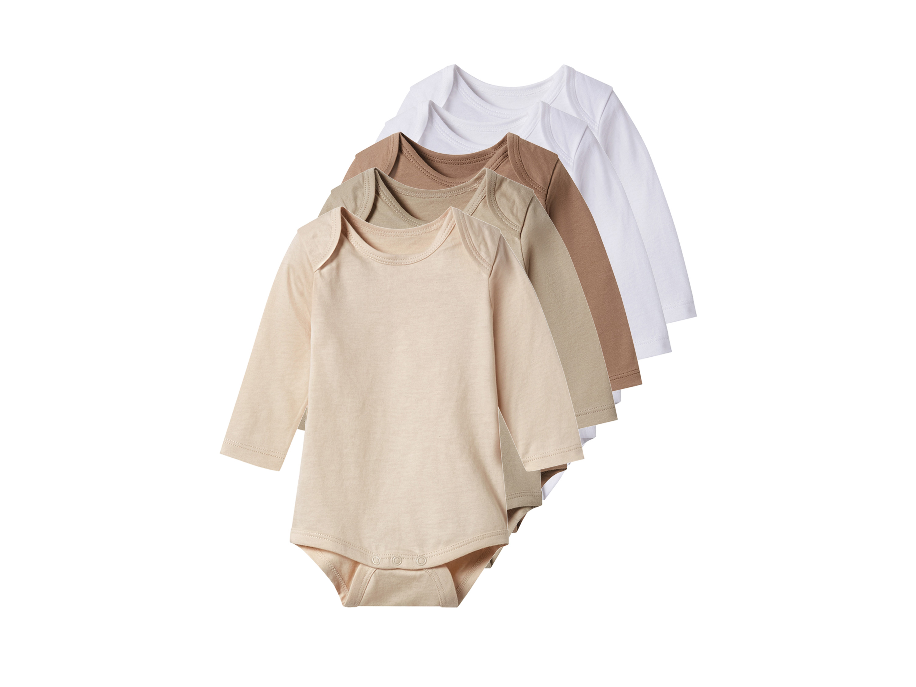 lupilu Body niemowlęce z biobawełny, 5 sztuk brązowy/beżowy/biały, 62/68