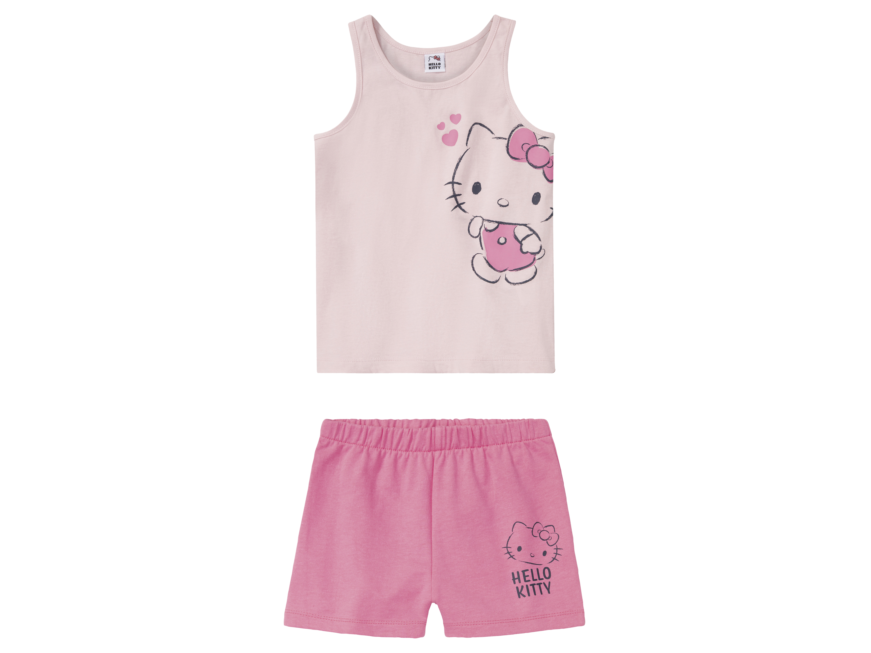 Komplet dziewczęcy z bawełną koszulka + spodenki 98/104, Różowy/ciemnoróżowy