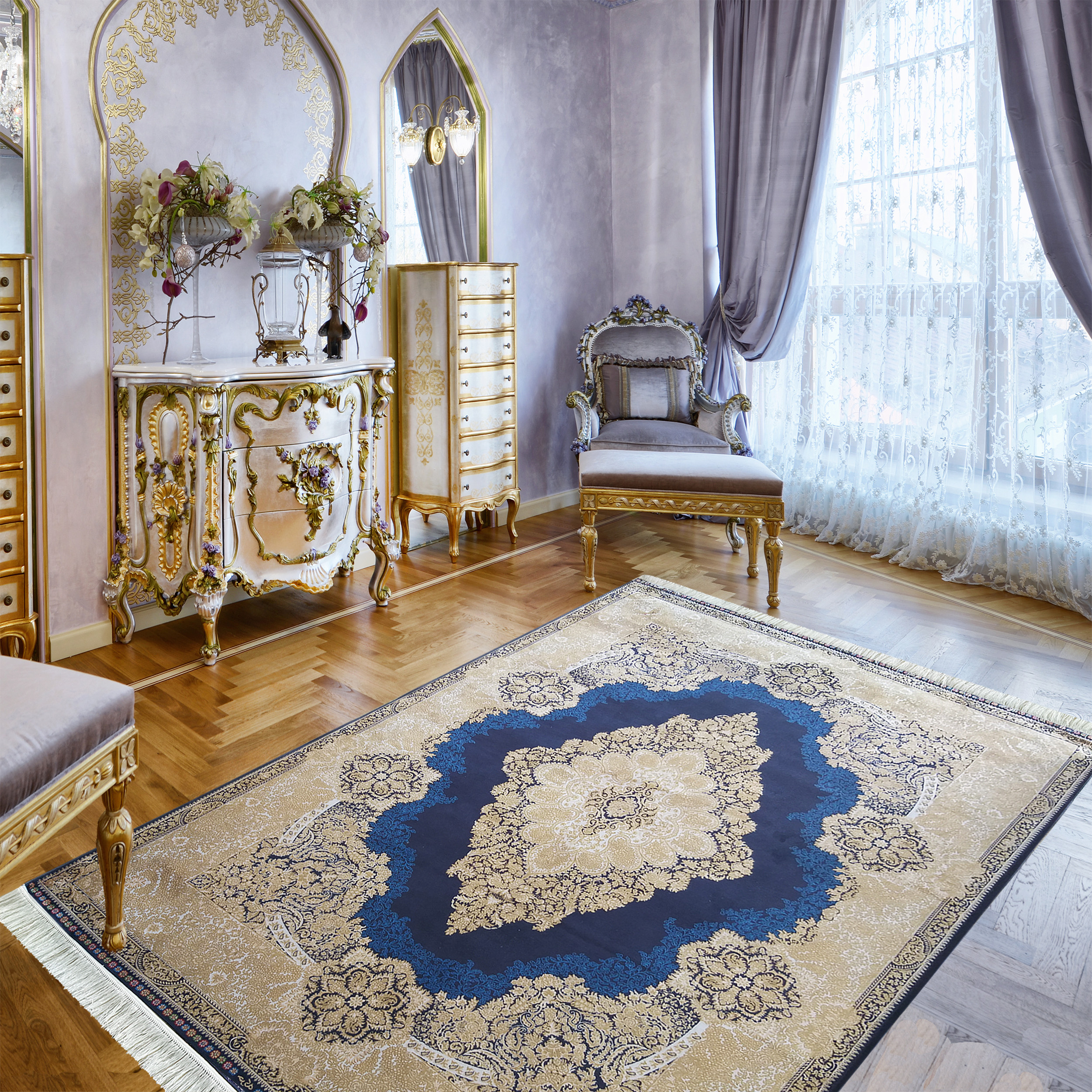 Dywan - 160 x 230 cm - Granatowy - Ekskluzywny - Dywanopol