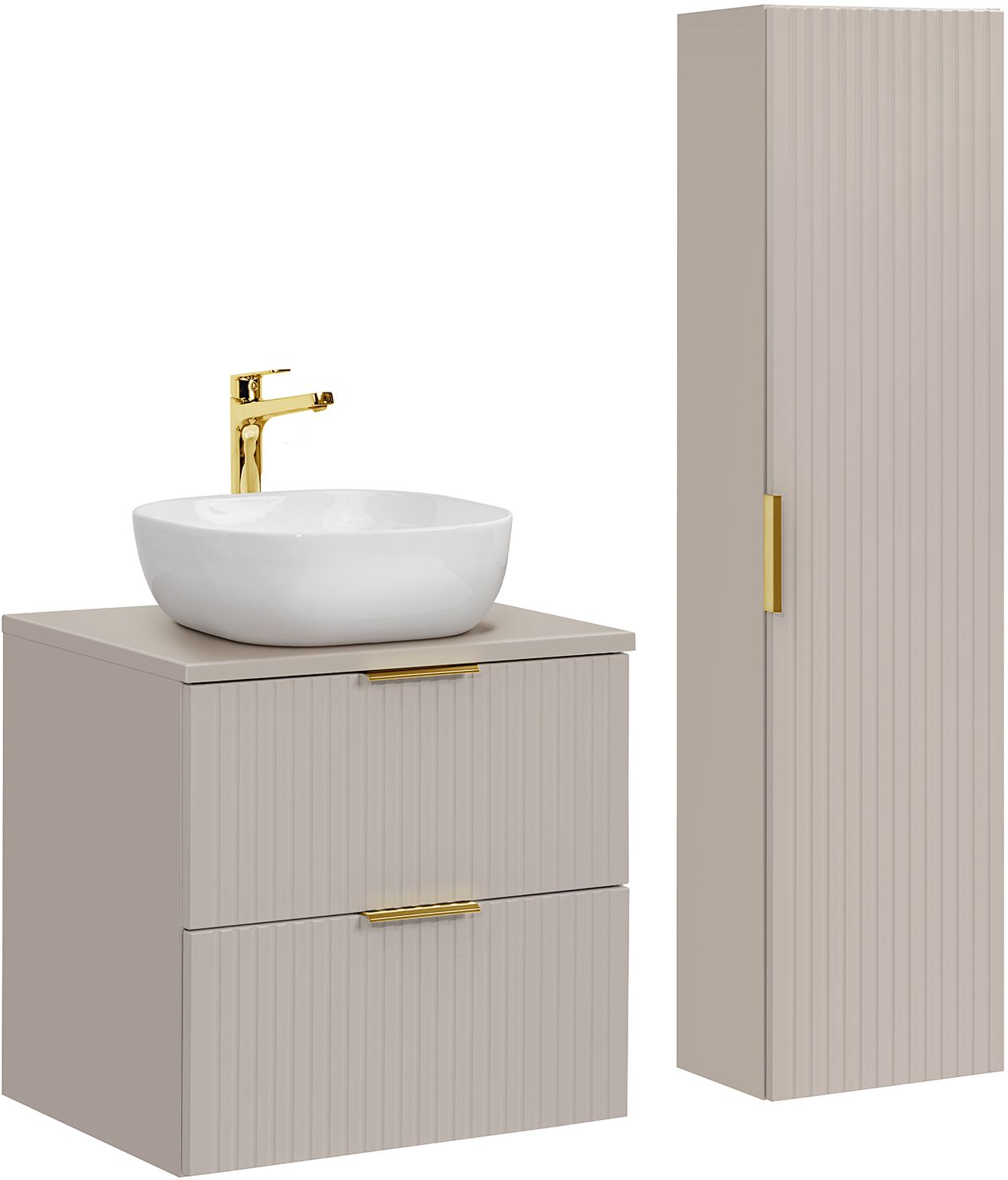 Darmowa Dostawa - Zestaw mebli łazienkowych 60x46x cm podumywalkowa wisząca beżowa Comad Adel Cashmere SETADCBCASHMERE60CMSMILE40HIGH