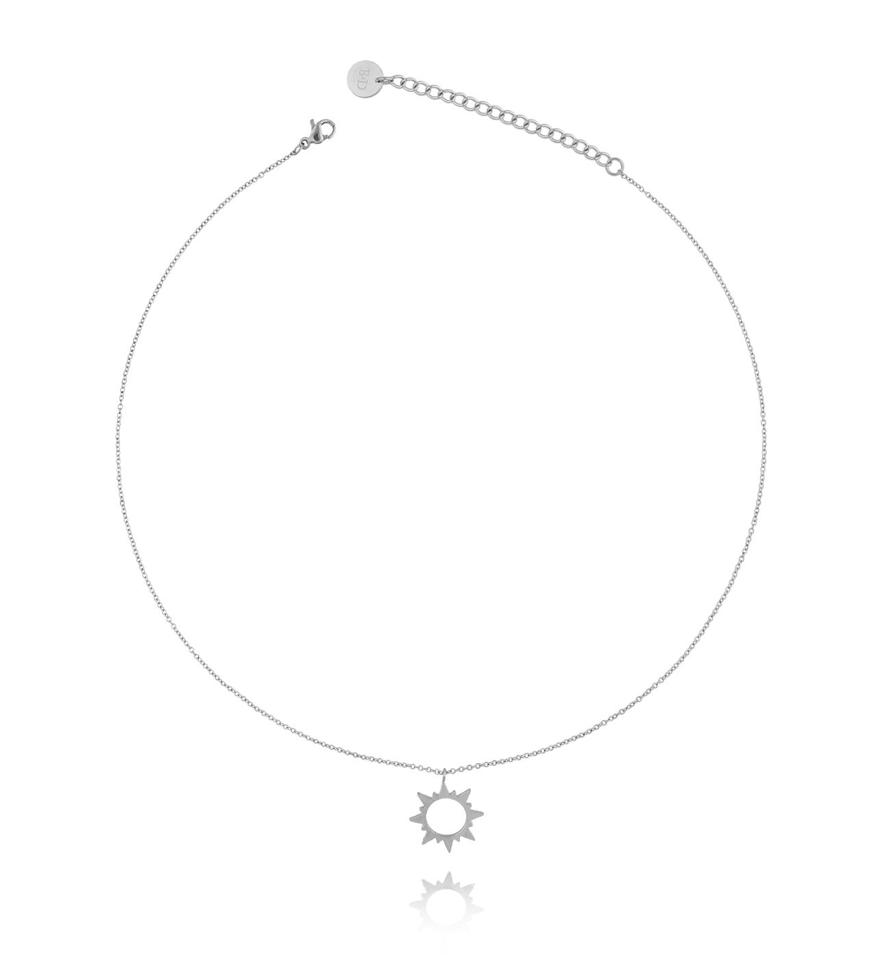 Naszyjnik srebrny ze słońcem ze stali szlachetnej - By Dziubeka