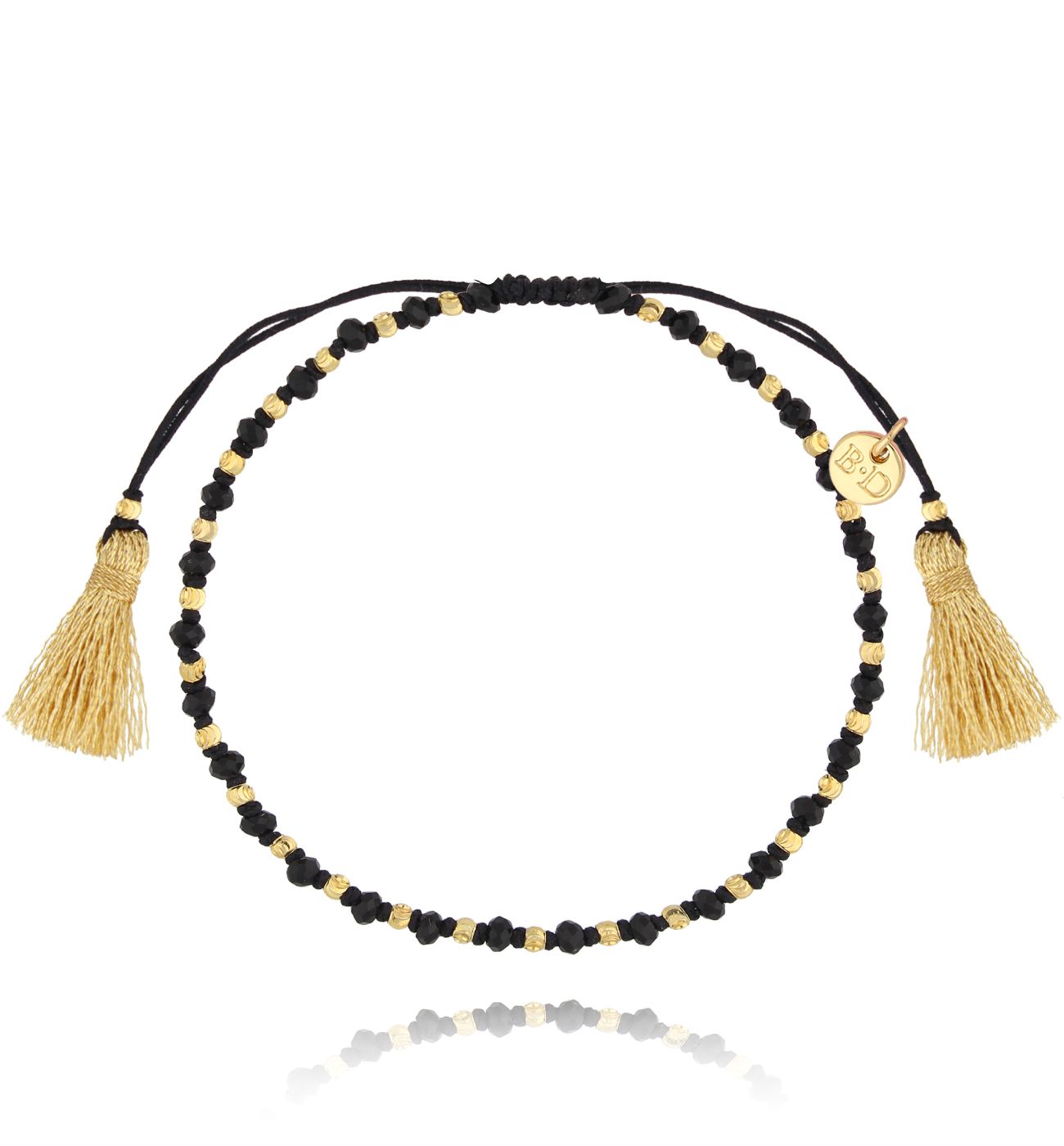 Bransoletka złoto czarna ze sznurkiem Eletta - By Dziubeka