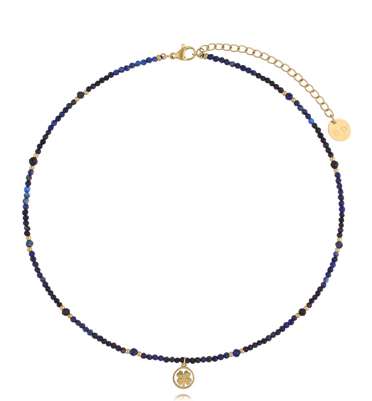 Naszyjnik z lapisami i koniczynką - By Dziubeka