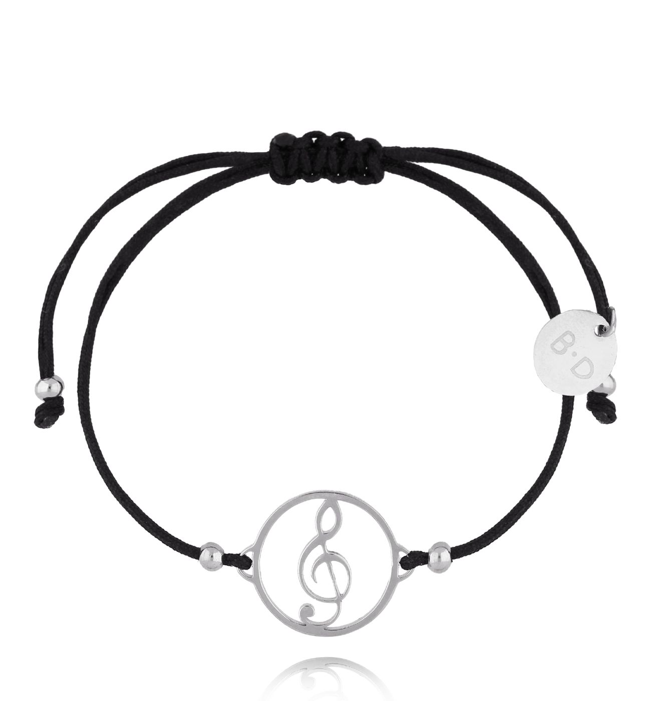 Bransoletka czarna ze srebrną nutką Musicale BGL0885