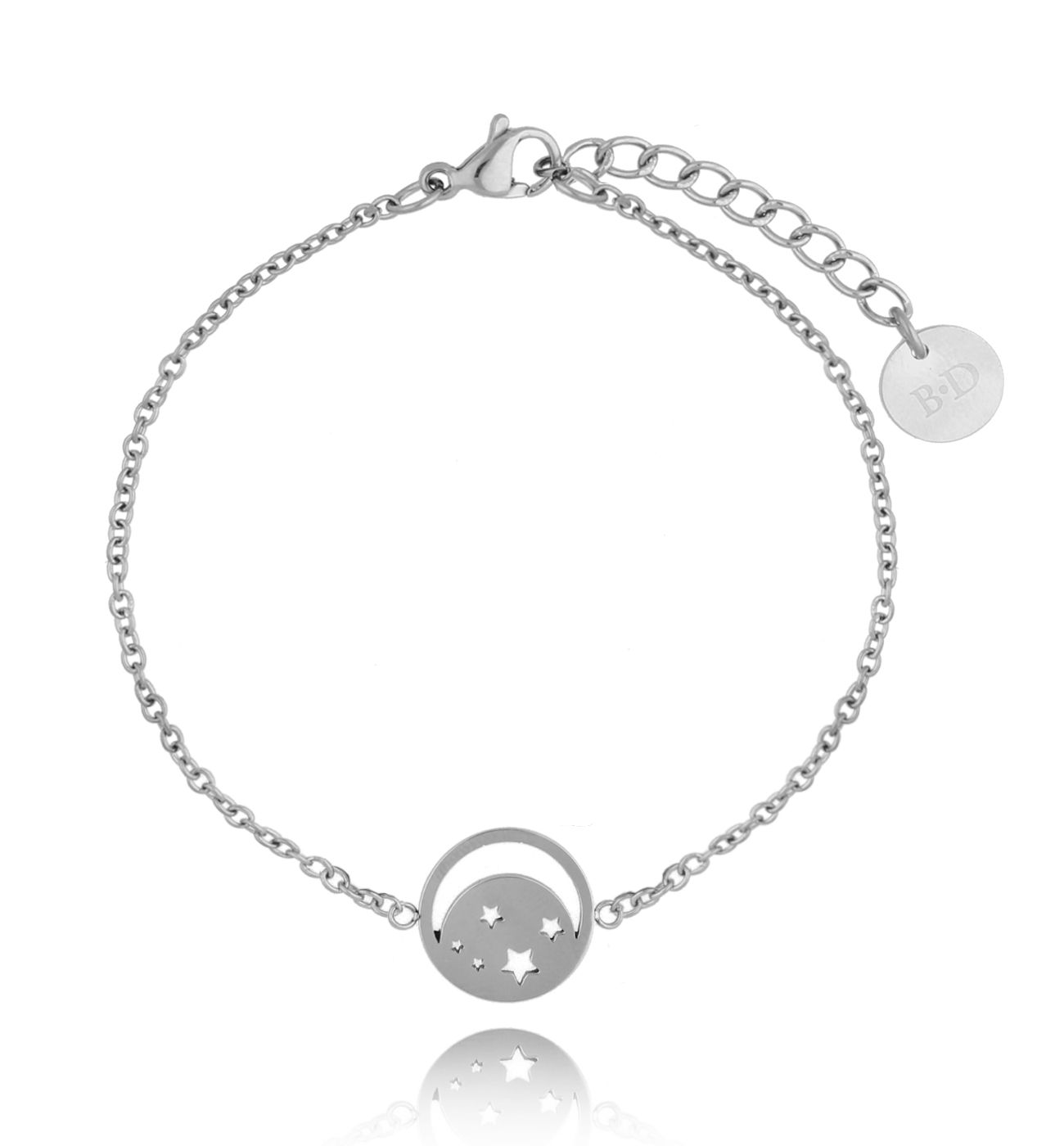 Bransoletka srebrna ze stali szlachetnej z księżycem BSA0127