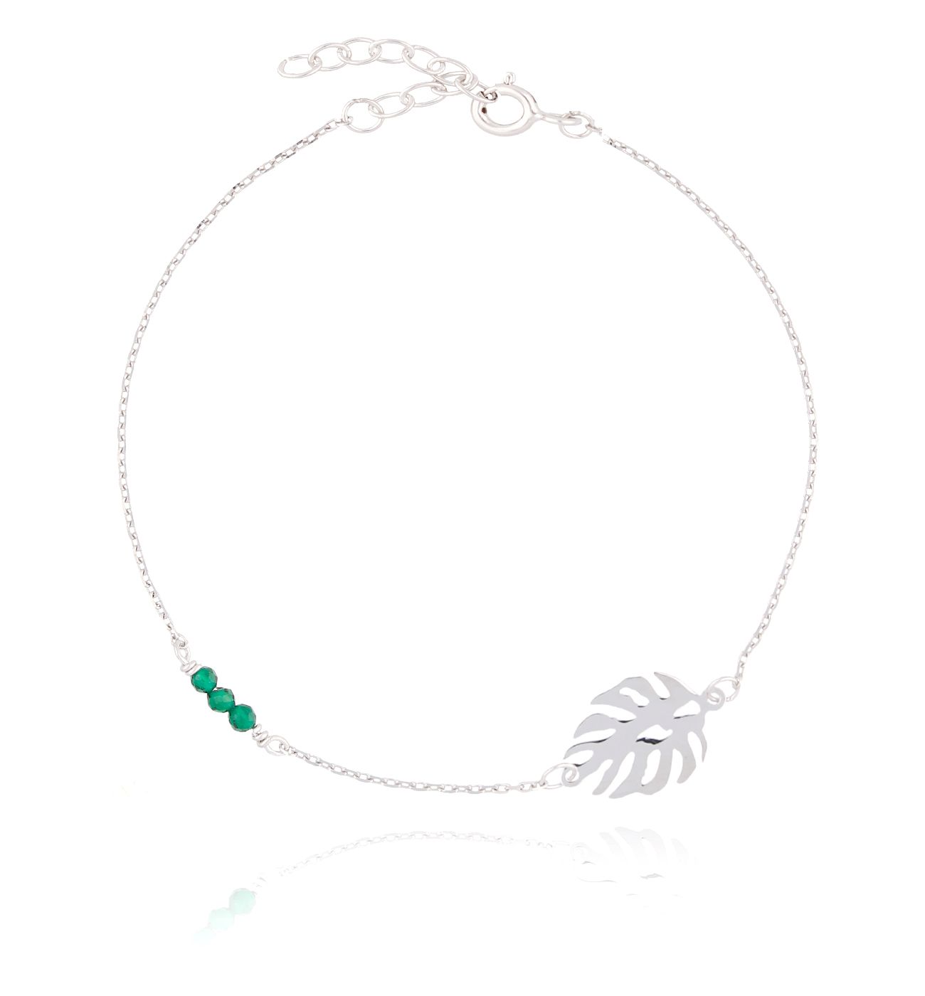 Bransoletka srebrna z liściem monstery BSE0081