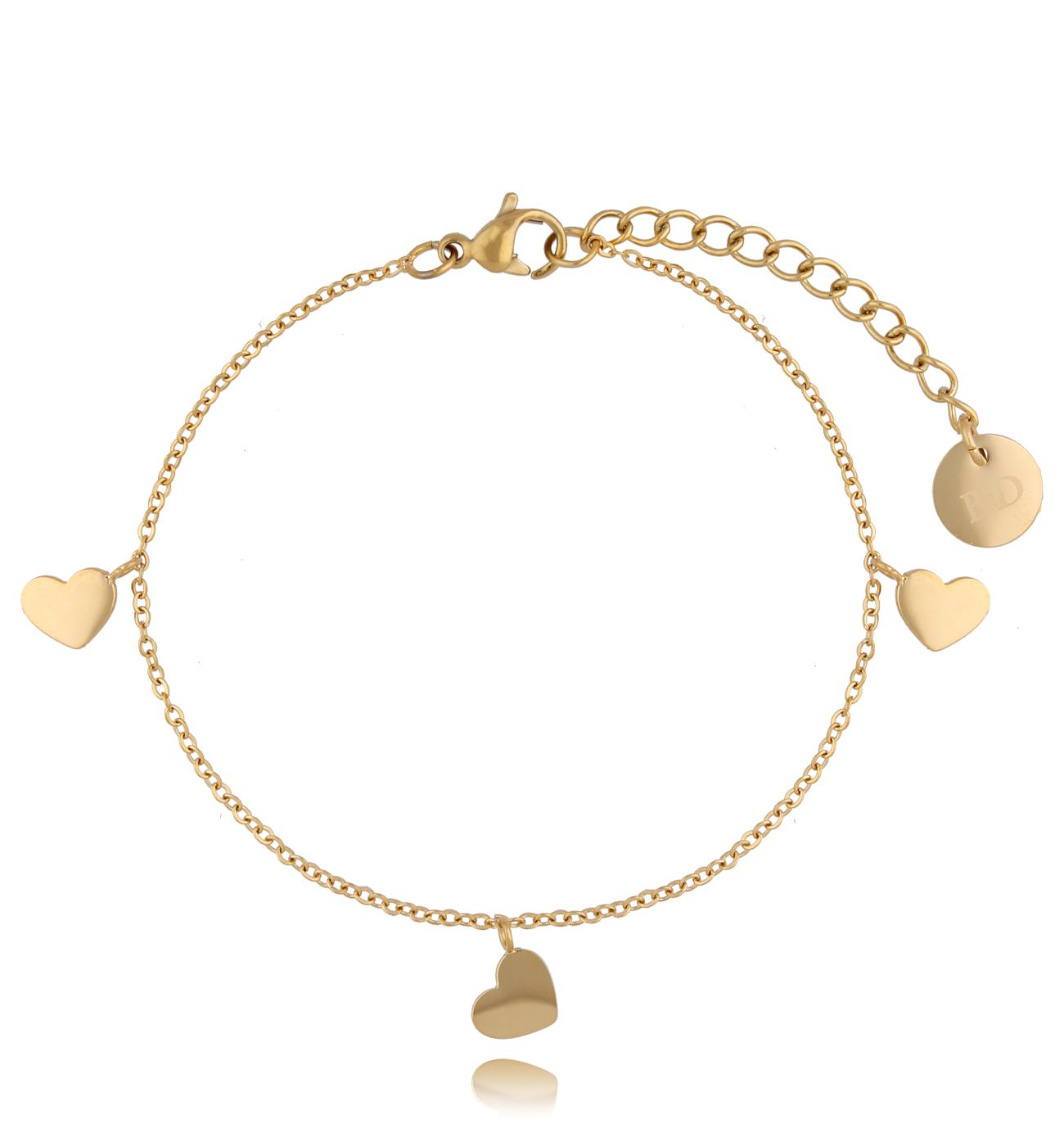 Bransoletka z sercami ze stali szlachetnej pozłacana Amore BSA0201