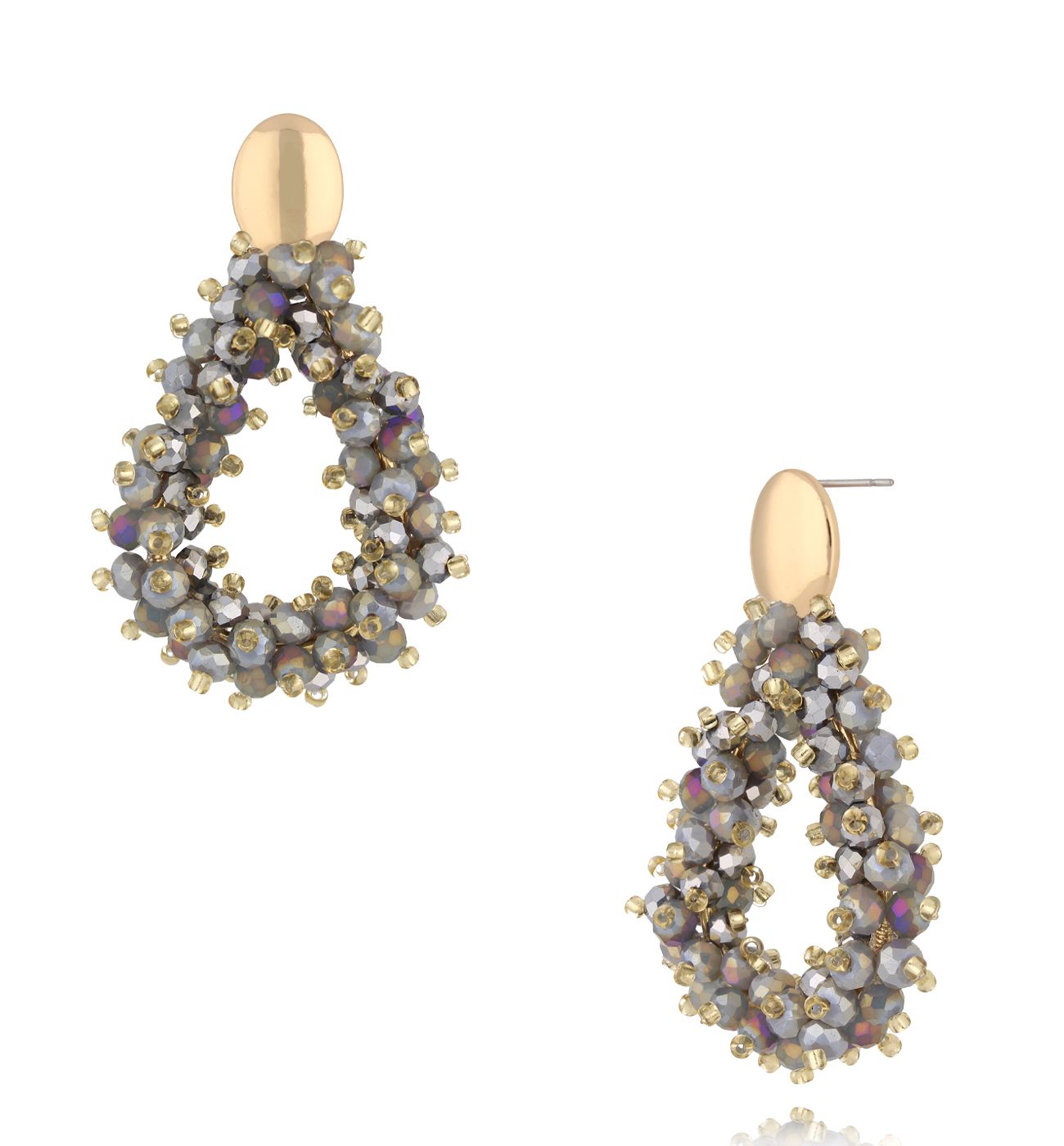 Kolczyki z szarymi kryształkami KWE0265