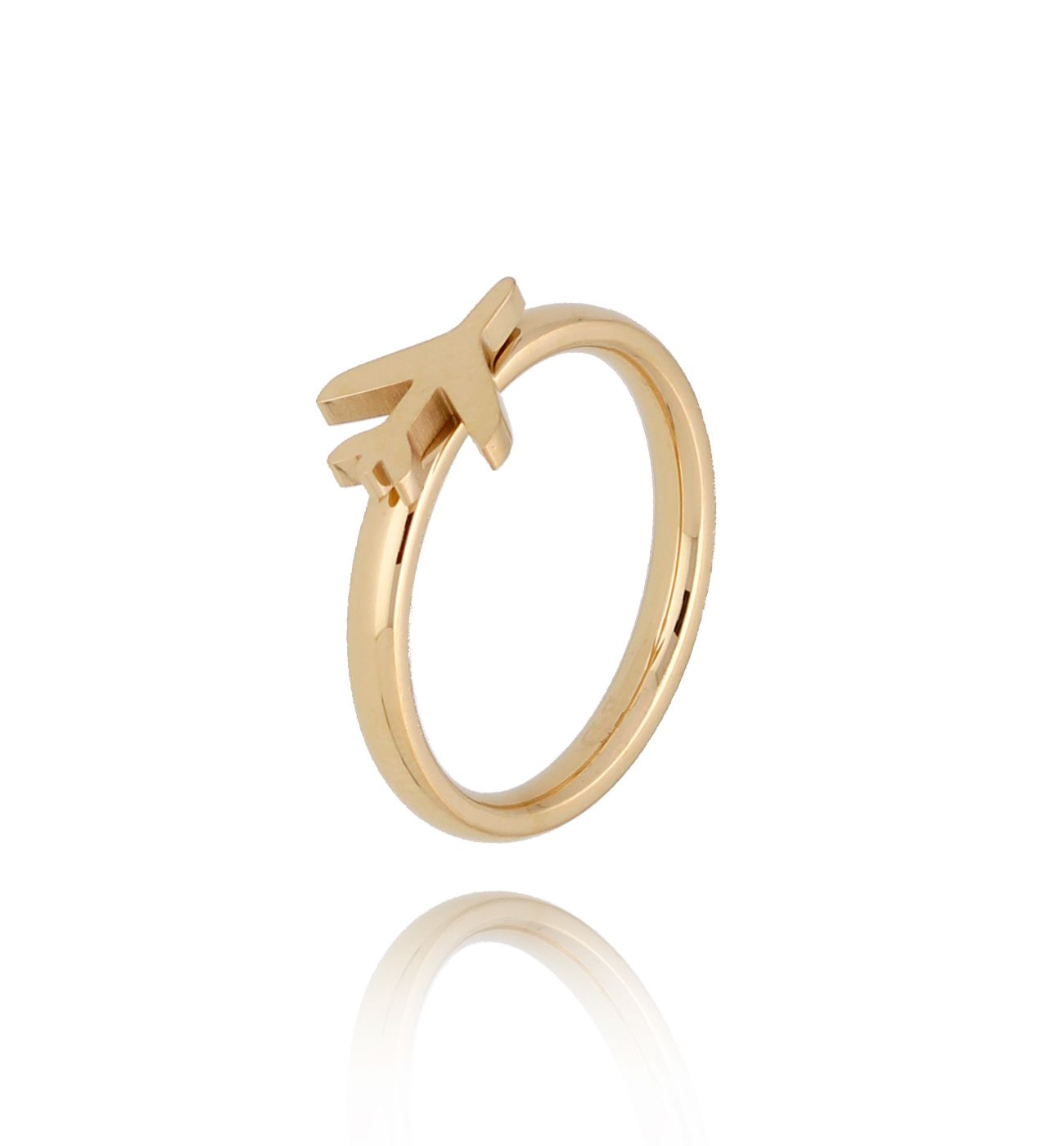 Pierścionek złoty ze stali szlachetnej z samolotem - By Dziubeka