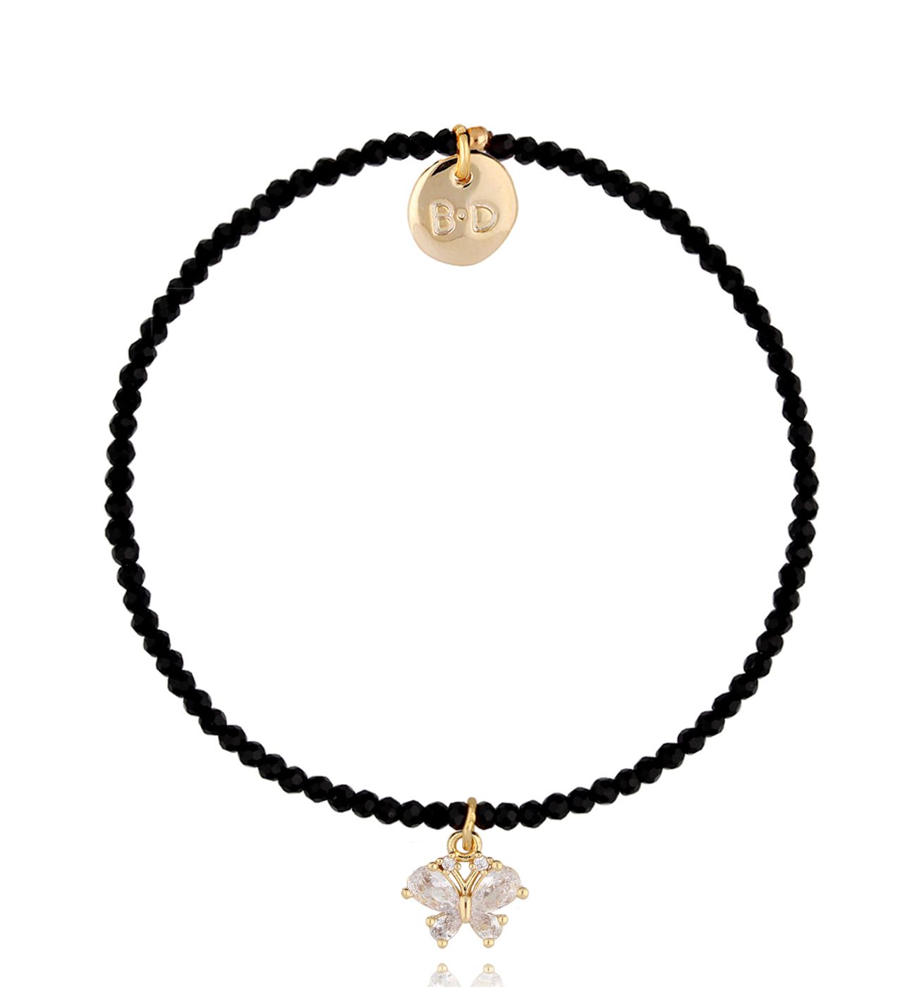 Bransoletka czarna z motylkiem Lifestyle - By Dziubeka