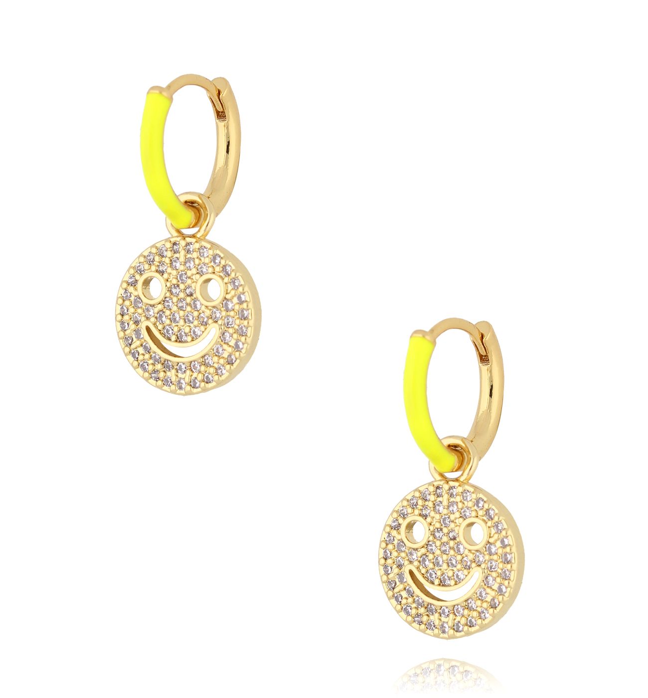 Kolczyki koła z żółtą emalią i buźkami KSY0118