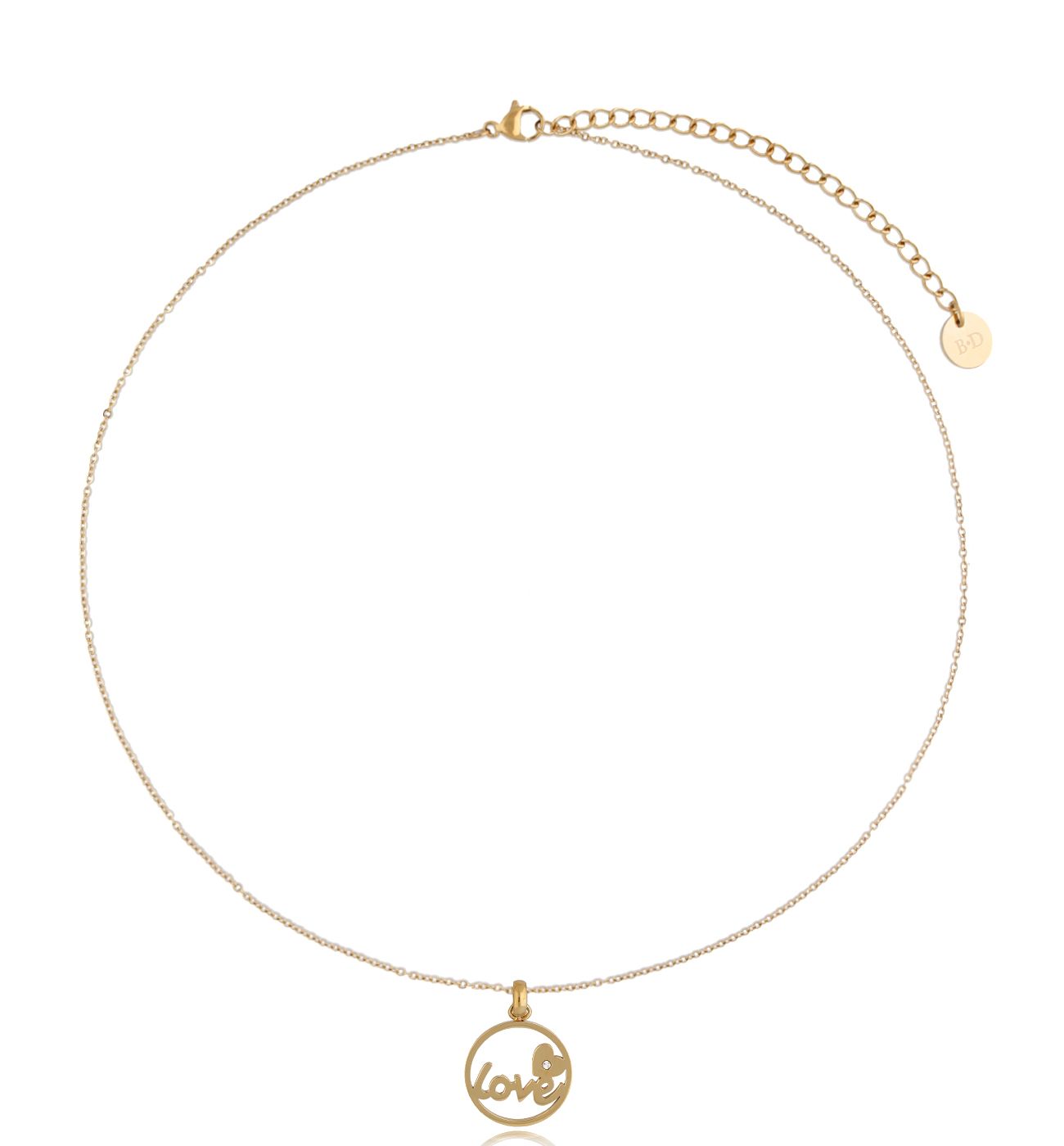 Naszyjnik ze stali szlachetnej złoty LOVE NSA0431