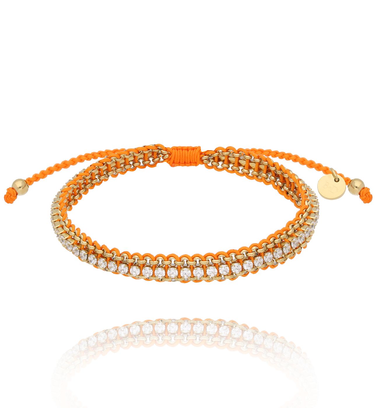 Bransoletka z cyrkoniami i pomarańczowym sznurkiem Together - By Dziubeka