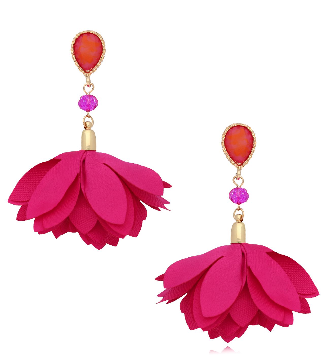 Kolczyki fuksjowe z satyny Hibiscus KBL1754