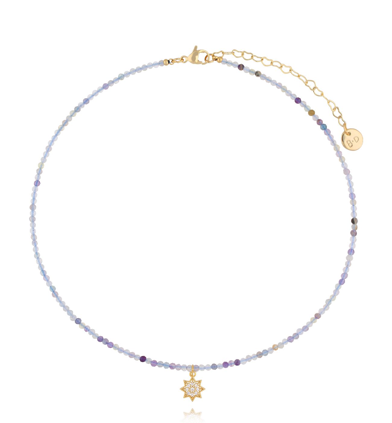 Naszyjnik z fluorytami i gwiazdką NTW1482