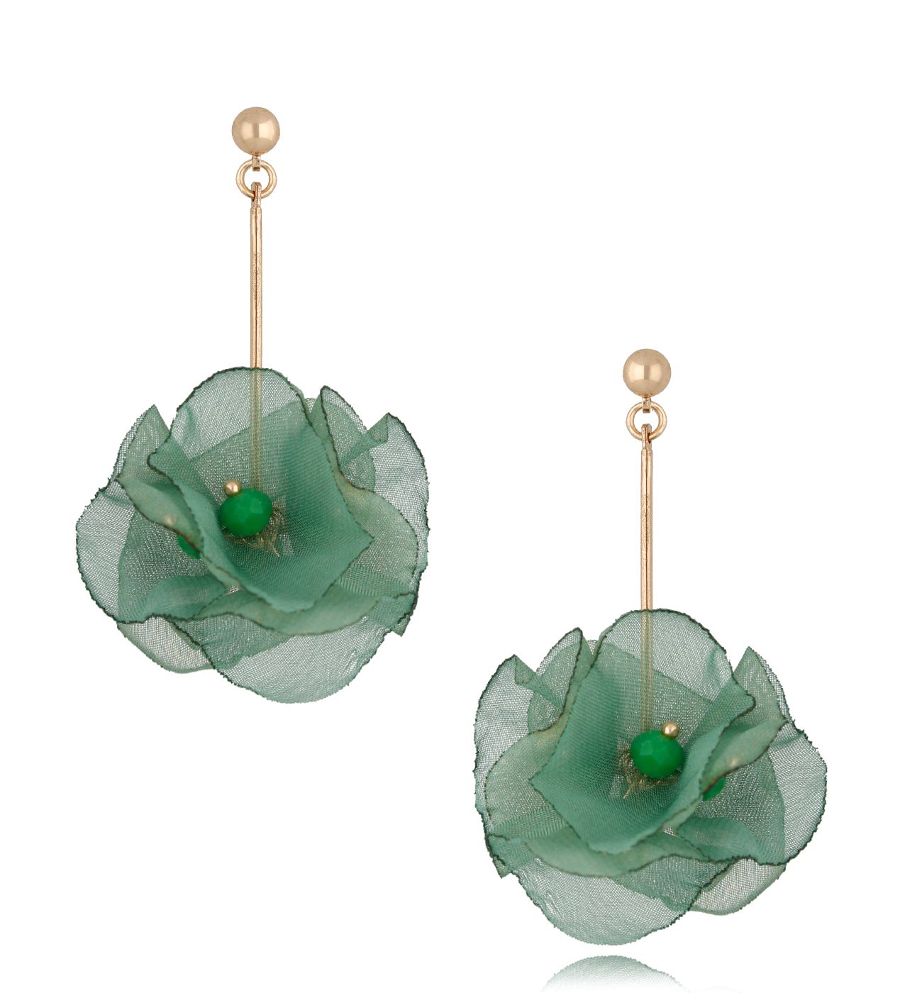 Kolczyki szyfonowe butelkowa zieleń Cherries KBL1351