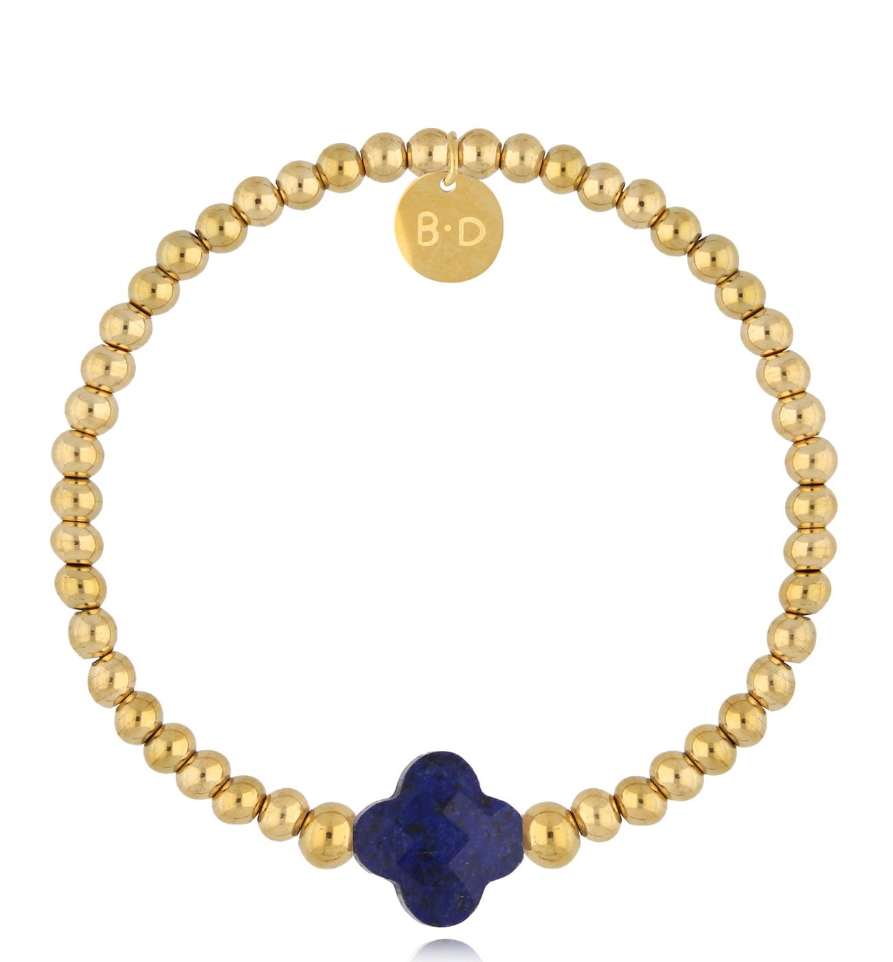 Bransoletka z koniczynką z lapisu Golden Clover - By Dziubeka