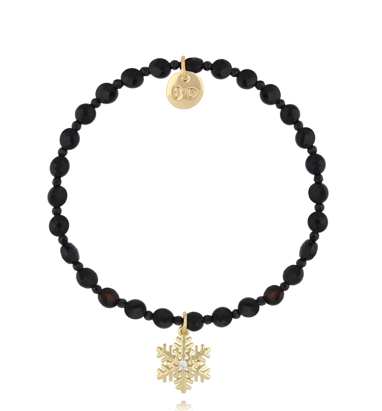 Bransoletka czarna ze śnieżynką BTW3227
