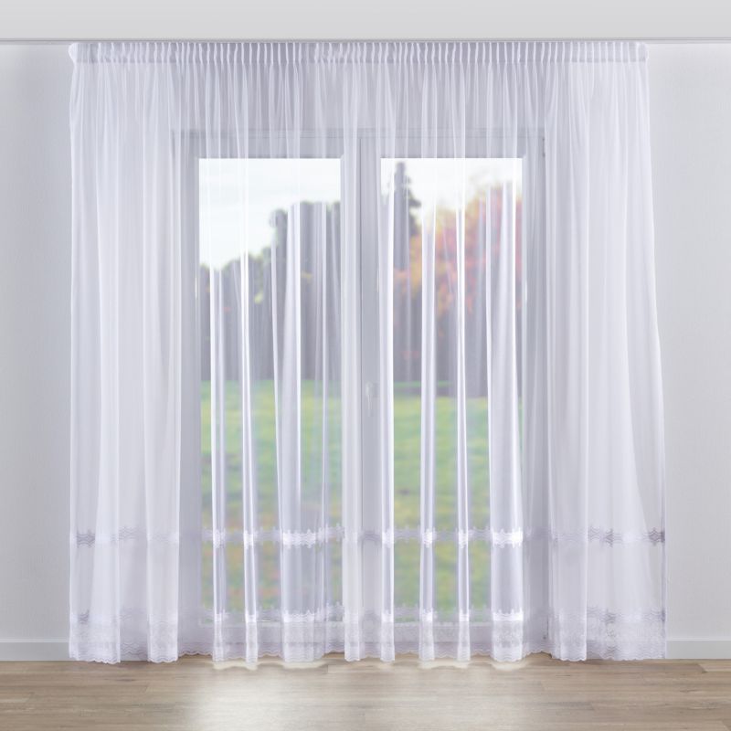 Firana na taśmie 140 x 260 cm Dekoria biały ze wzorem 1 szt.