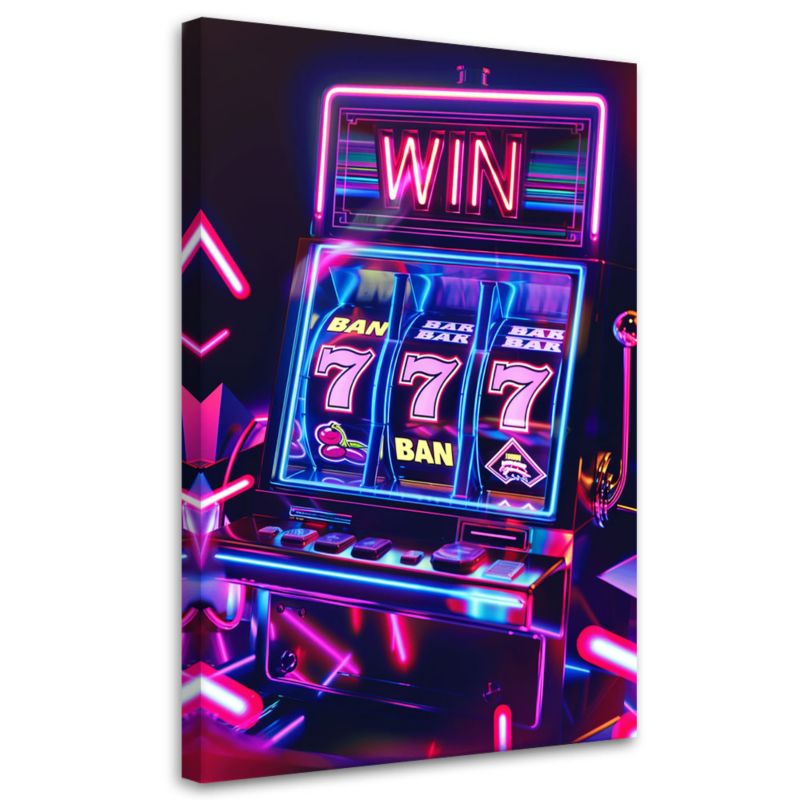 Obraz do salonu pokoju nowoczesny Feeby Automat do gier Neon 60x90cm 1szt