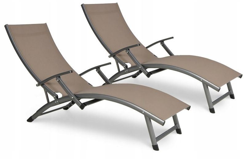Zestaw Leżaków Focus Garden Leżak Ogrodowy Plażowy Składany Relax Na Basen Wygodny 2 Szt